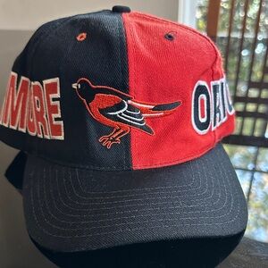 Vintage Rare Baltimore Orioles SnapBack Baseball Hat Red and Black 90s